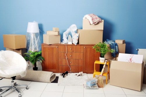 Professional movers handling household items