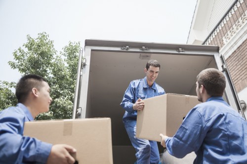 Professional movers preparing for a relocation on Eel Pie Island