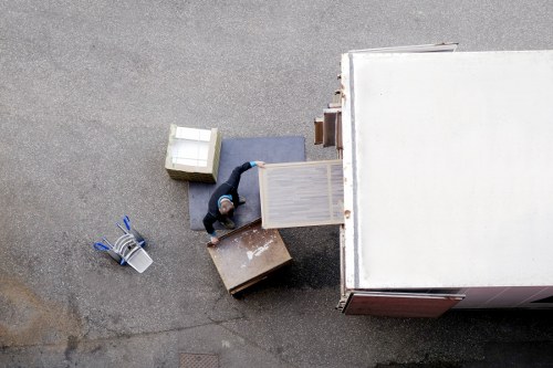 Professional movers handling household items