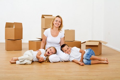 Movers handling furniture with care