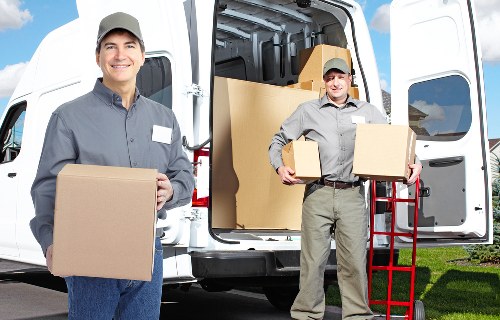 Loading furniture into a van